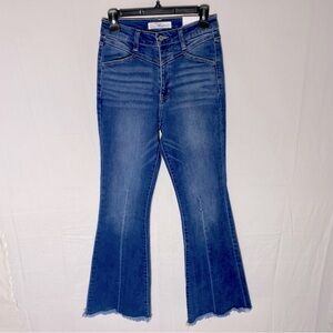 KanCan High Rise Flare Leg Raw Hem Bell Bottom Flare Leg Jeans 5/26